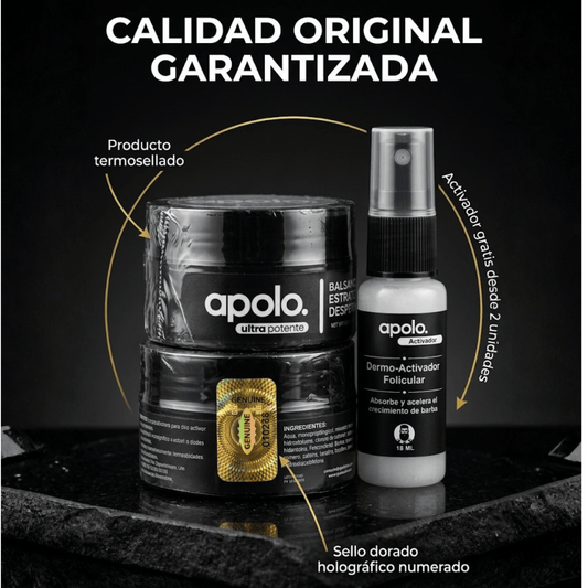 Apolo ORIGINAL 100ML Estimulante de barba al 20% + Activador dermo-folicular para barba